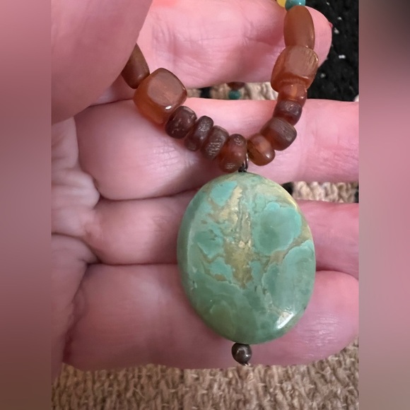 ❤️ Vintage Barse 925 Green Turquoise Beaded Necklace with Pendant 18+2.5” - Picture 5 of 12